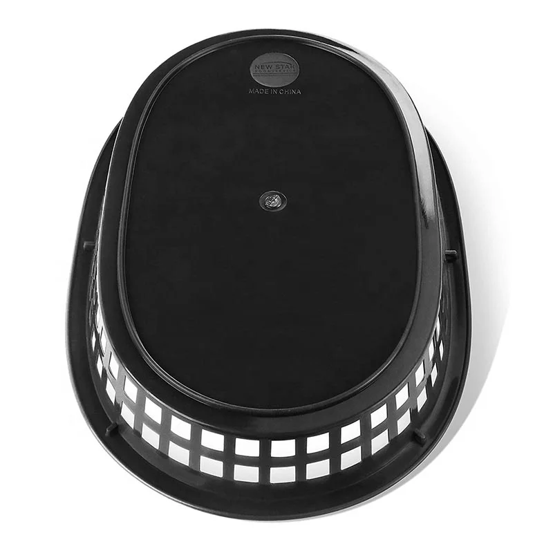 10.5 x 7 Inch Black Plastic Fast Food Baskets ood Service Tray for Hot Dogs Burgers Sandwiches Fries Barbecues Picnics