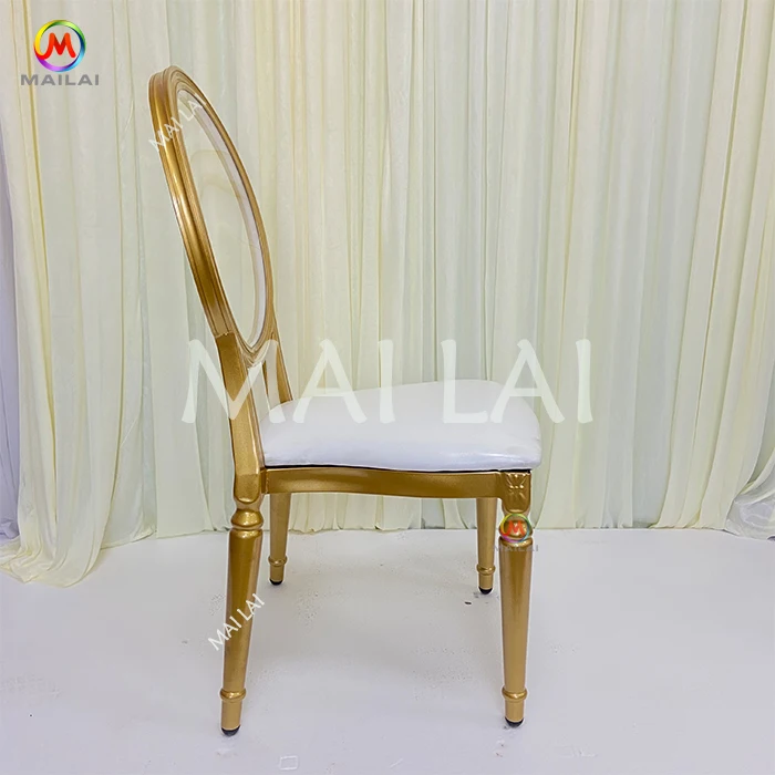 Luxury Wedding Clear Acrylic Back Aluminum Louis Dining Chair Stackable Chair For Banquet Event