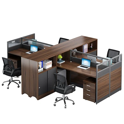 Finance desk staff office desk and chair multi shape combination of simple and modern staff 2 seats 4 seats with cabinets