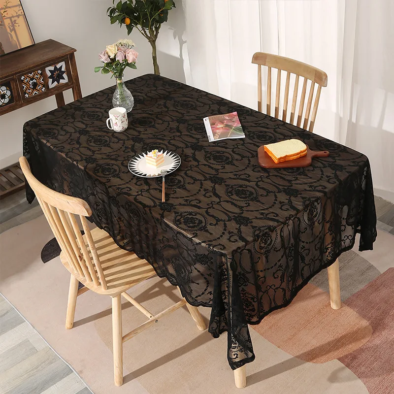French Aesthetic Lace Tablecloth Solid Color Embroidered Coffee Table Cover Dresser Dormitory Banquet Wedding-for Home Use