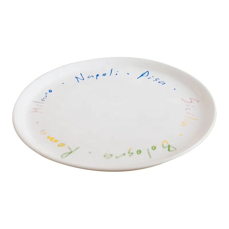 Stoneware White 12inch 30cm Ceramic Pizza Plate Dinnerware Dish With Customized Logo