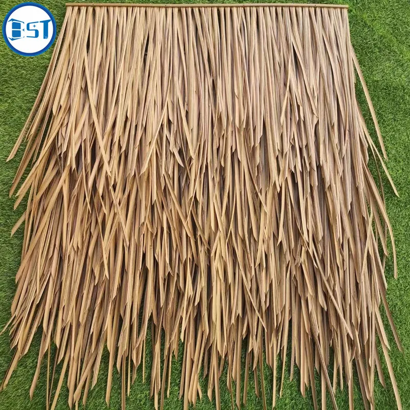 Water resistant emulation palm leaf thatch roof synthetic palm artificial straw plastic thatch for farm roofing