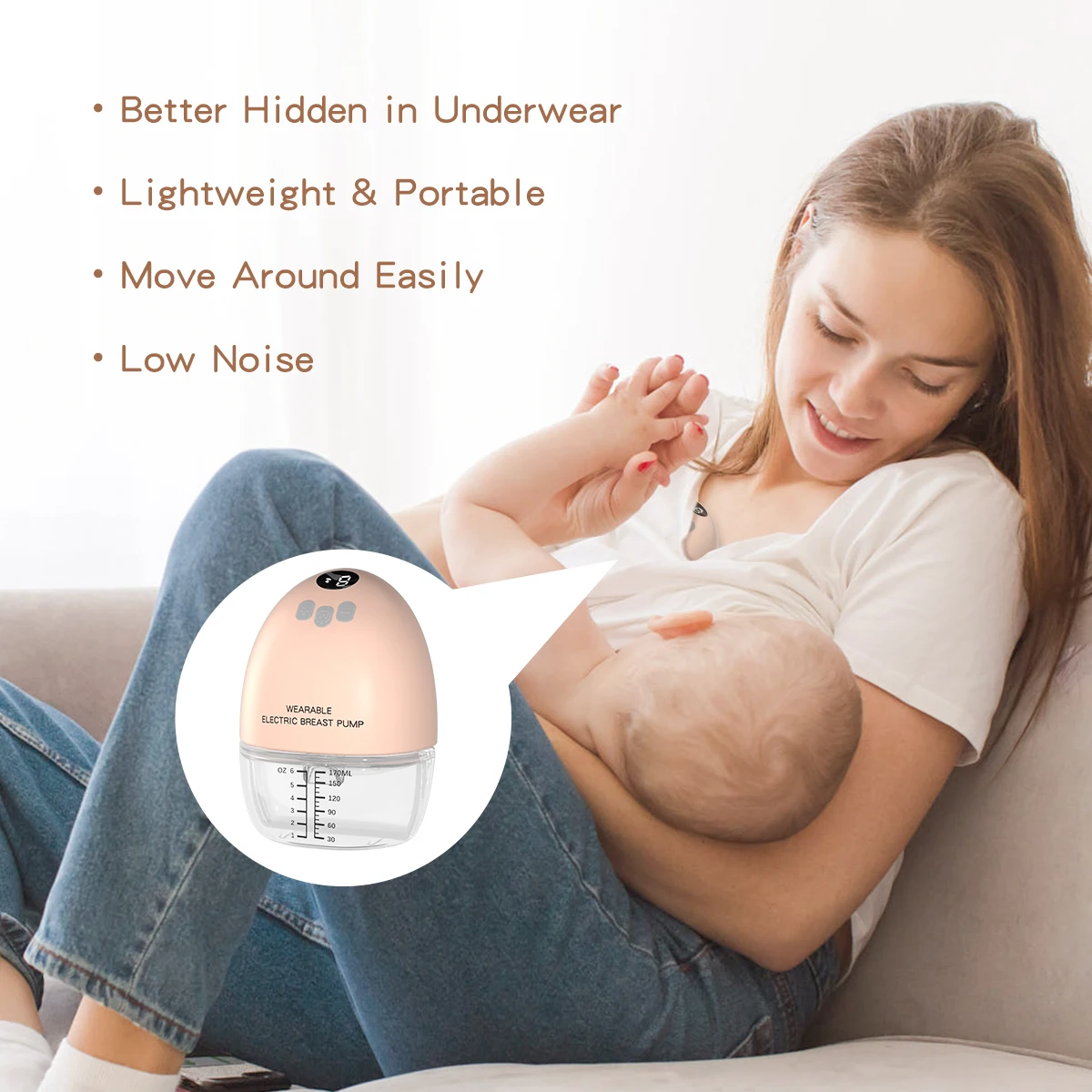 Factory Directly New Design Adjustable Electric Hands Free Breast Milk Pump Wearable Automatic Breast Pump