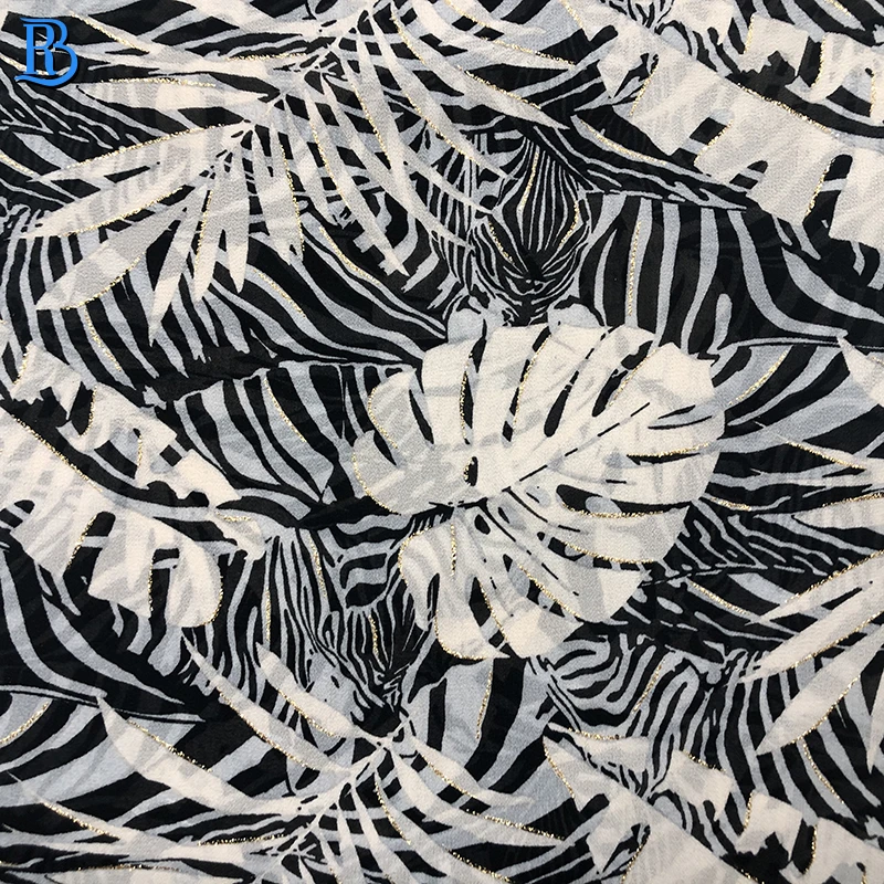 China shaoxing 75D 2800t high quality pleated polyester lame chiffon fabric for dresses