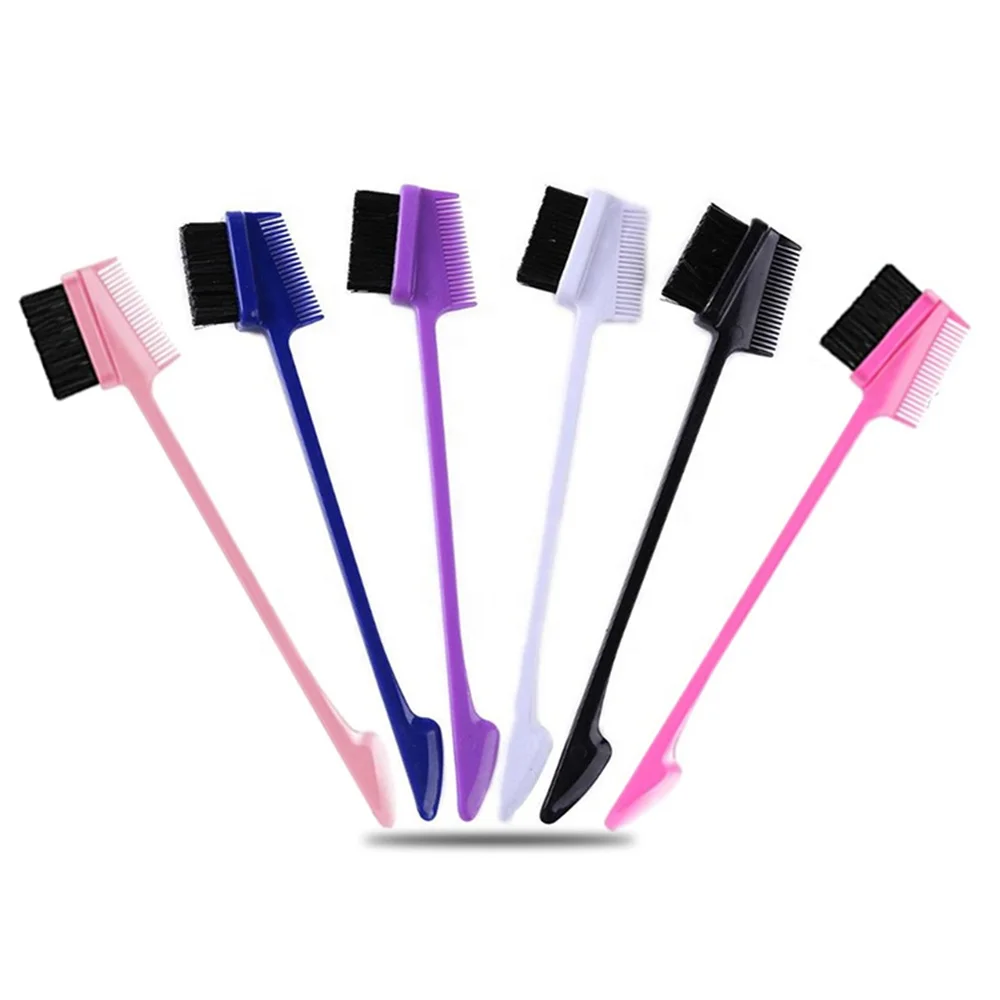 Private label 3 sided edge control brush  hot sale double sided edge brush and comb