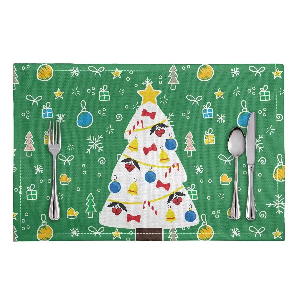 Tropical Leaves Placemats Palm Tree and Flowers Seamless Pattern Decorative Heat Resistant Non-Slip Washable Place Mats