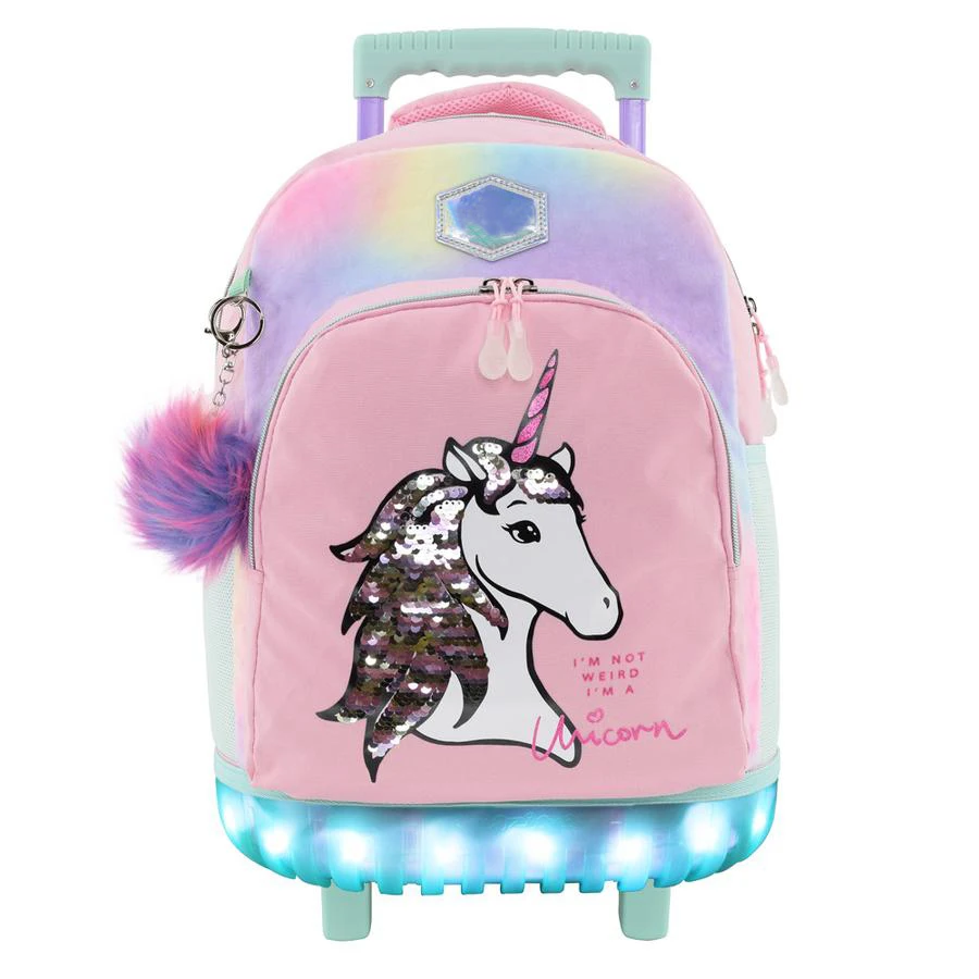 Cartable Unicorn Rolling Backpack for School Wheeled Backpack With motion lights Waterproof Trolley School Bags for Girls Boys