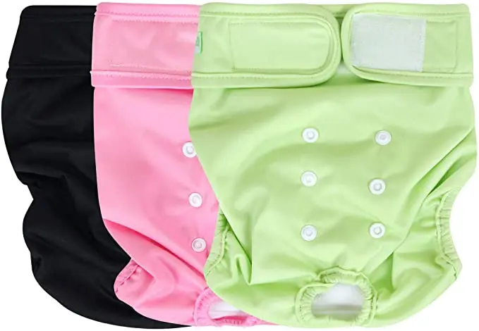 Washable Dog Diapers (3 Pack)  Highly Absorbent Dog Diapers for Female Dogs Dog Dresses for Dogs in Heat, Period, Incontinence,