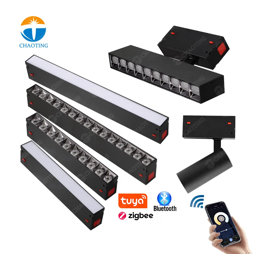 New Design 220V 4Wires Linear Spot Light Surface Recessed Pendant Magnetic Tracklight Spotlight Adjusted Track Light Rail System