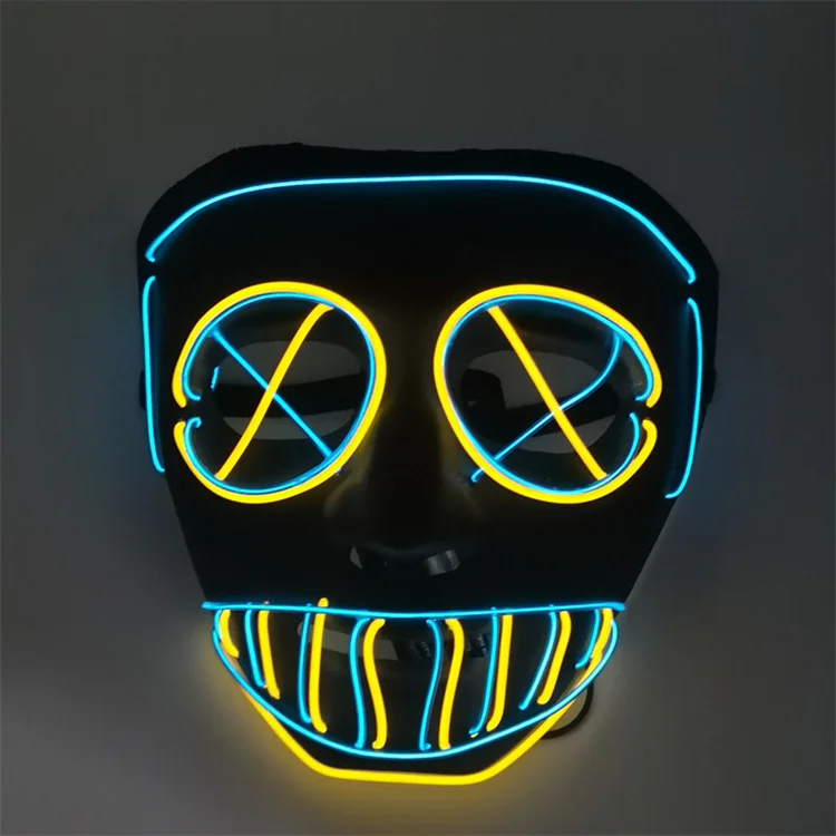 Factory Led El Flashing Light Scary Face Mask Neon Glowing Big Mouth Cosplay Carnival Party Masks Masquerade Decoration Shield