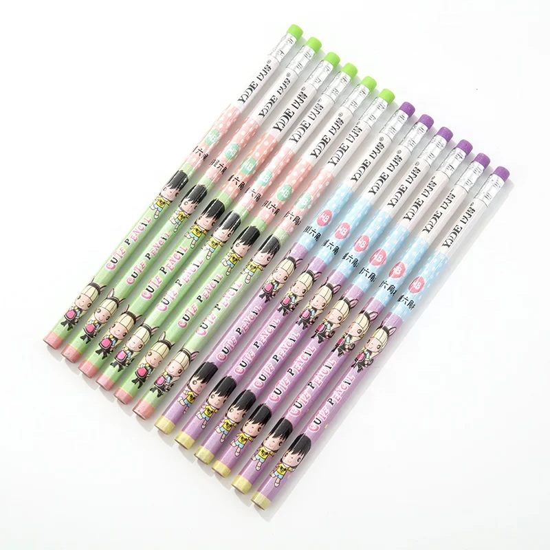 Colorful Artwork Customized Shrink Paper Printed Sleeve Wooden Pencil for Writing