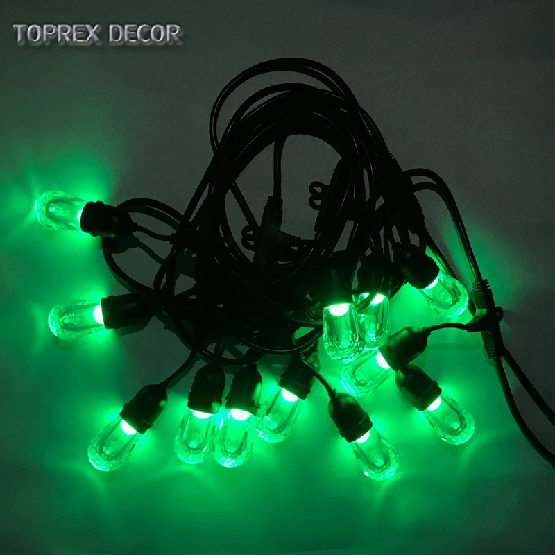 Outdoor E27 Socket LED String Lights RGB Color Changing Commercial Grade Festoon Lighting with 8 Light Effects for Christmas