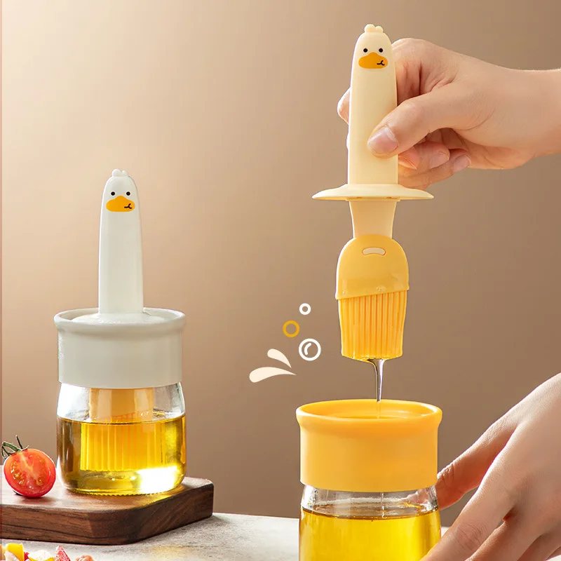 New Arrivals Food Grade Silicone Kitchen Oil Brush with Glass Bottle Oil Dispenser Bottle For Kitchen BBQ Barbecue Oil Brushes