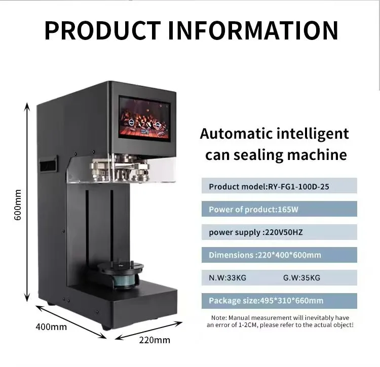 High Efficiency Touch Screen Cola Can Sealing Machine Without Base Non Rotary Seamer Soda Aluminum Tin Jar sealing machine