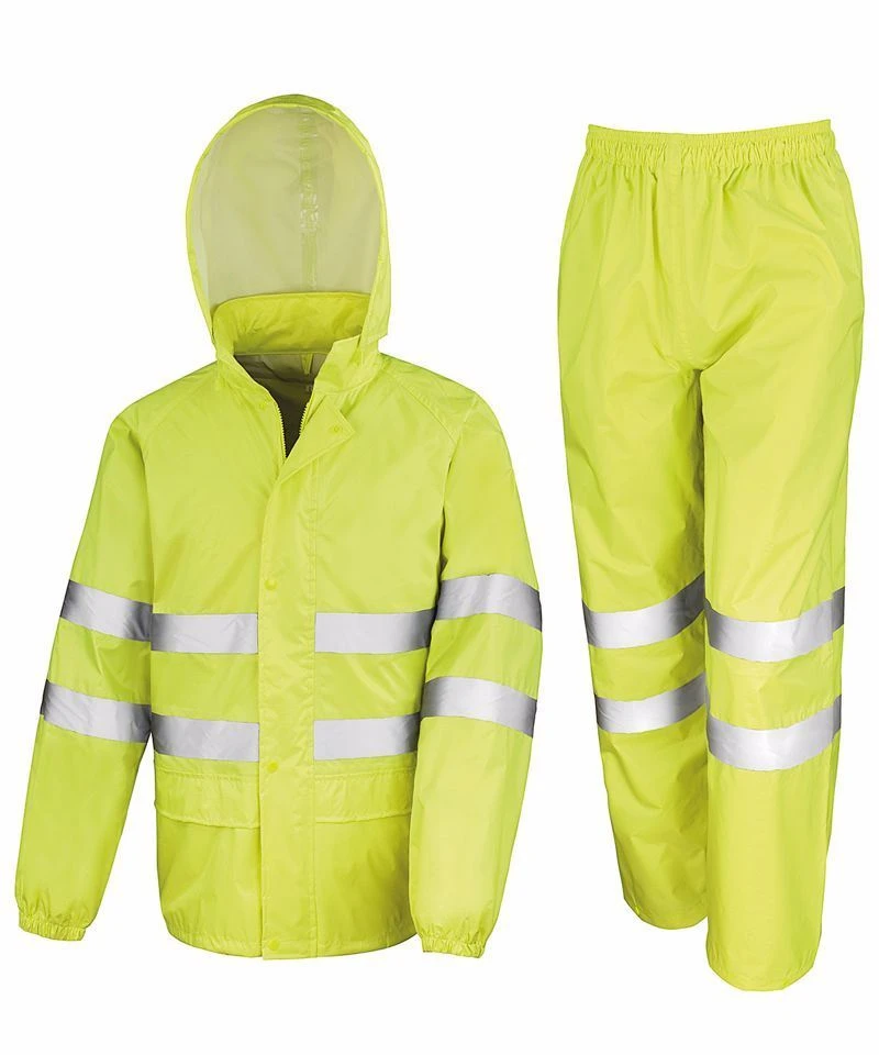 High Visibility Class 3 Reflective Long Jacket Safety Raincoat For Men Reflective Poncho Raincoat Fluorescent Security