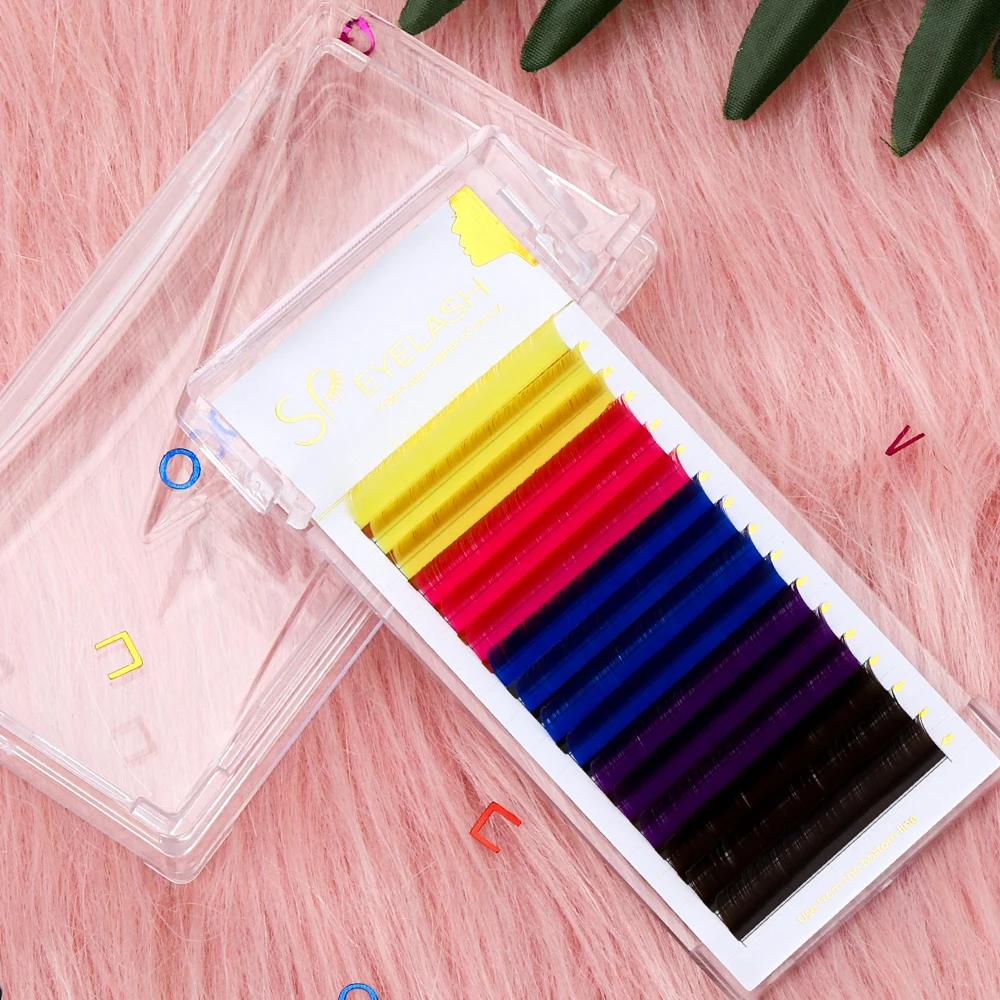 Custom Private Label Individual lashes colored Eyelashes D Curl 0.03 0.05 0.07 Volume Cashmere professional eyelash extension