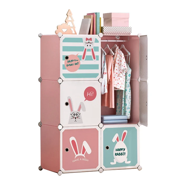 Manufacturer Eco-Friendly  Sturdy Children Plastic Wardrobes For Clothes kids Baby Wardrobe Cabinet