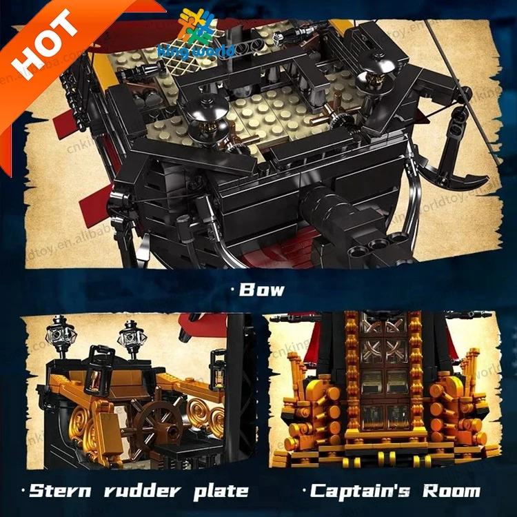 MOULD KING 13109 The Revenge red sails Model Building Blocks bricks Pirate Ship toy ship model set building block