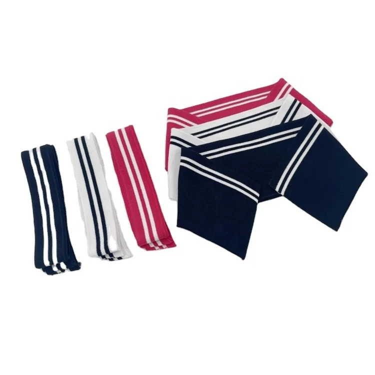 Factory custom striped cotton ribbed knit collar and cuffs