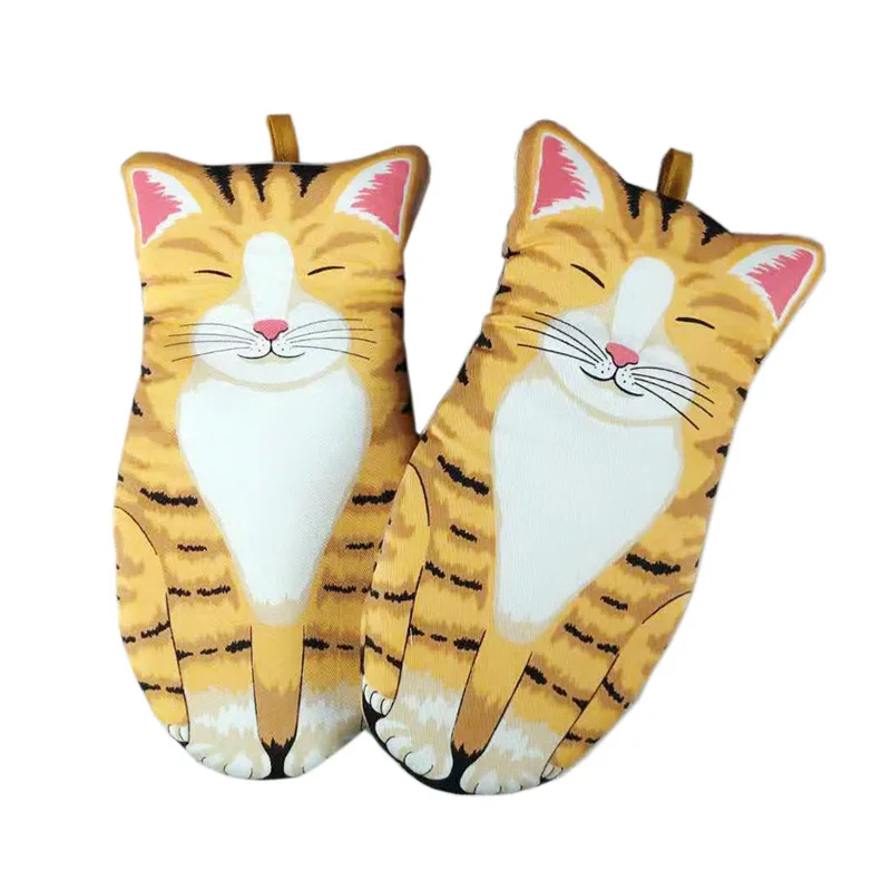 Wholesale funny cute cat oven glove baking insulation cotton oven mitt
