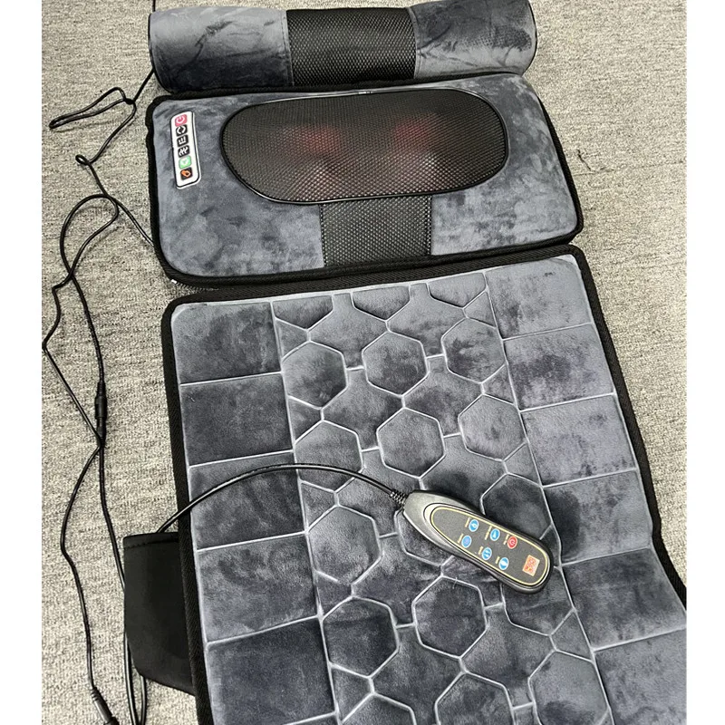 Vibrating heated massage mattress with removeable kneading pillow and air bag shiatsu massage pad Physical therapy massage bed