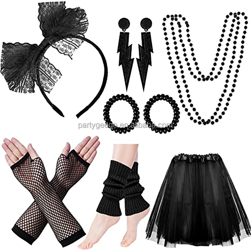 80s Costumes For Women 1980s Accessories Set Neon Party With Fishnet  Leg Warmers Tutu Skirts For 1980s Theme Party Outfits