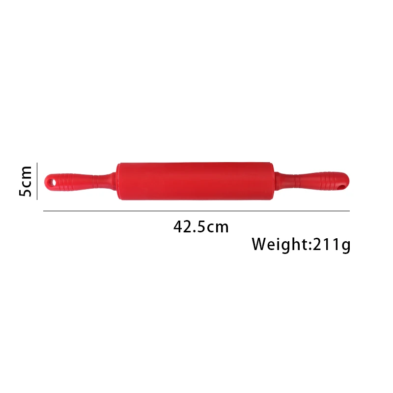 Silicone non-stick rolling pin with plastic handle for baking professional or home baking tool for use with dumpling wrapper
