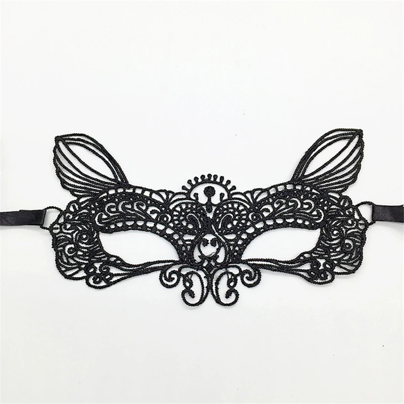 Womens girls black masquerade mask fancy dance club nightclub sexy lace eye mask for halloween carnival party