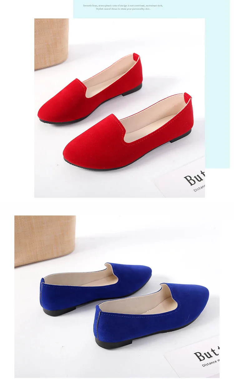 CLS002 pointed suede shallow mouth 35-43 code jobs shoe flat comfort women's casual shoes