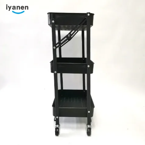 high quality 3Tier Mobile Small Storage rack foldable kitchen vegetable and fruit storage rack bathroom mesh rolling trolley