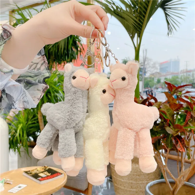 BSM593 Custom Made Cute Alpaca Pendant Doll Plush Toy Sheep Keychain Female Accessories Bag Pendants For Girls Korean Style