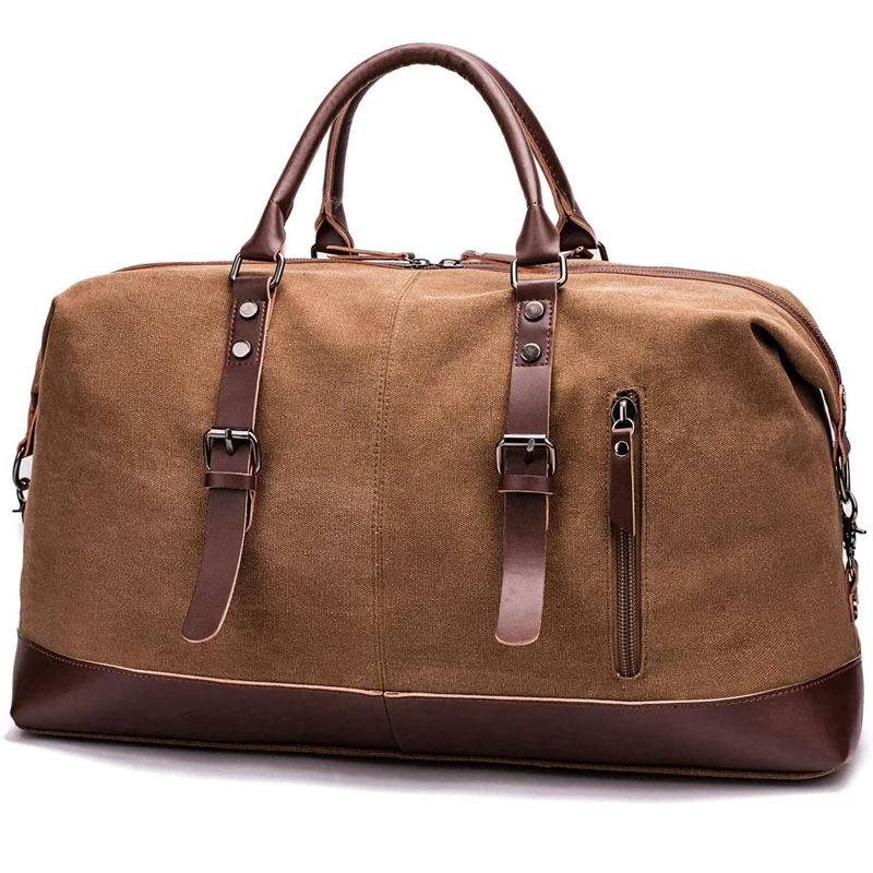 Durable Canvas Duffel Bags Pu Leather Designer Luggage And Travel Duffle Bag
