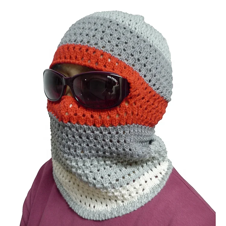 2023 fashion knit face ski mask balaclava hoodie custom thin beanie mask one hole crochet ski maskss for men women