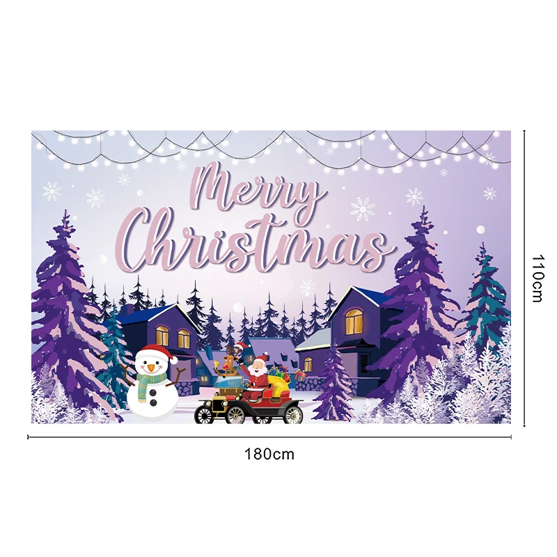 Christmas Backdrop Banner Merry Christmas Party Photo Background Red Black Buffalo Check Plaid Santa Claus Backdrop Decor