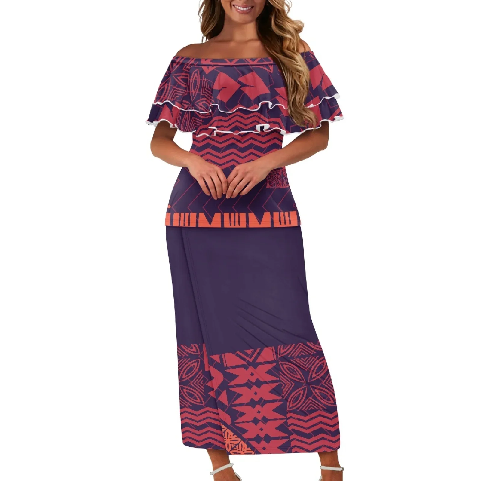 Casual Floral Party Dress Polynesian Hawaiian Tribal Design Custom Plus Size Prom Samoa Puletasi Island Dress For Lady