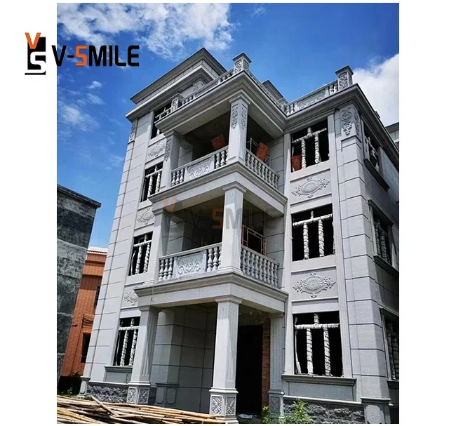 Exterior outdoor Natural Stone Chinese local light grey granite Stairs and Balusters Handrail railing stair railing baluster