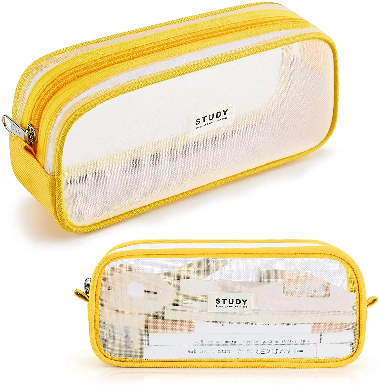 School Children Student Pen Stationery Organizer Zipper Pencil Case Bag Mesh Pencil Pouch