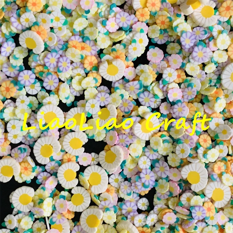 1kg Mix Daisy Clay Flower with leaves Slices Polymer Clay Sprinkles For Diy Crafts Tiny Cute 5mm Plastic Klei Mud Particles