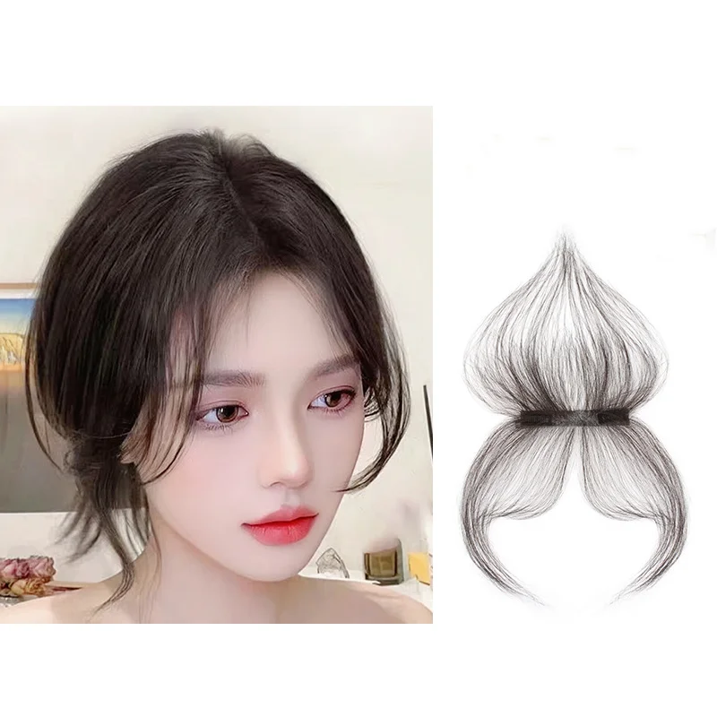 Hot Selling Pretty Human Hair Toupee Clip in Invisible Front Hair 3D Air Bangs Fringe for Hair Extension