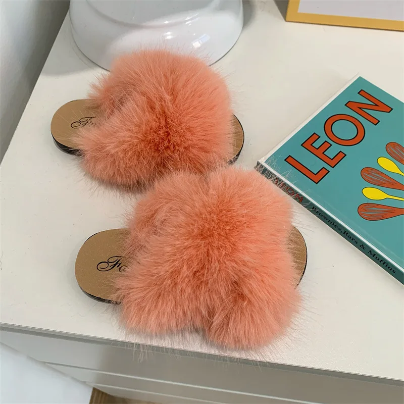 High quality winter indoor outdoor nonslip fashionable warm slippers for kids girls