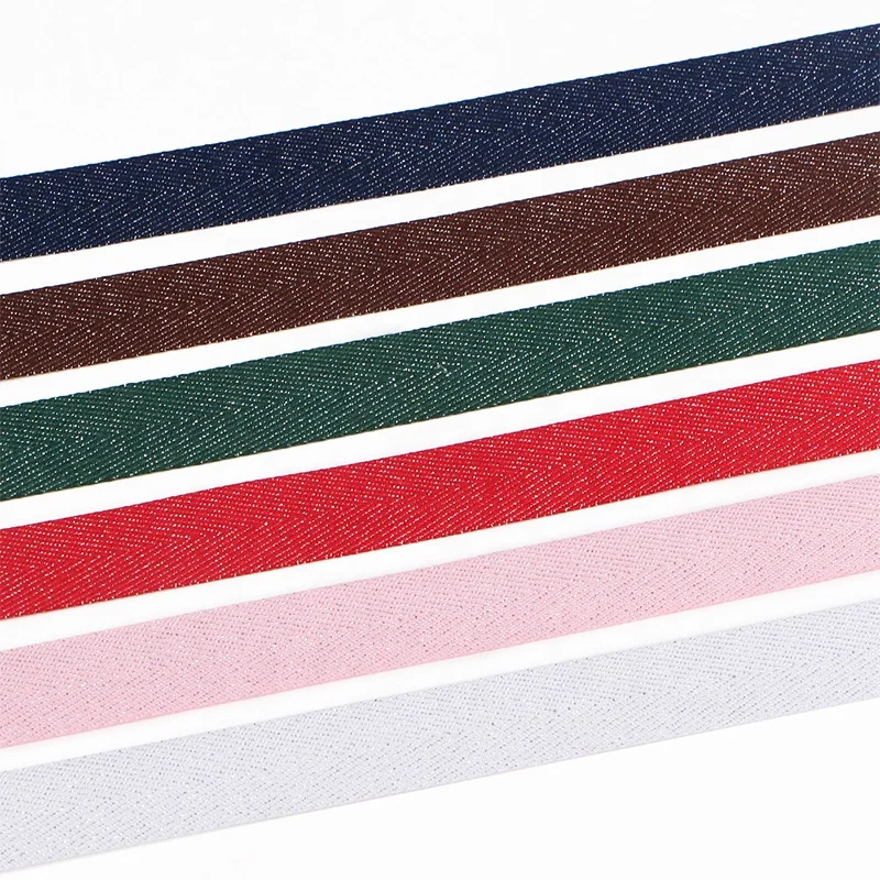 Gold glitter herringbone ribbon/twill ribbon/color glitter ribbon