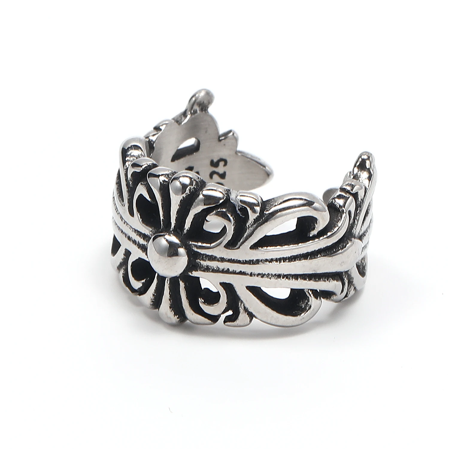 Factory Wholesale Stainless Steel chrom Rings New Retro Style Hop Punk Personality Collection Heart Jewelry for Men