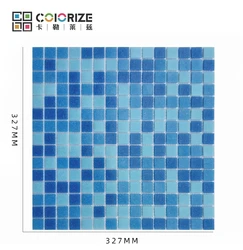 Цветная Мозаика по низкой цене, квадратная мозаика толщиной 4 мм, смешанная мозаика из голубого стекла, мозаичная плитка для бассейна