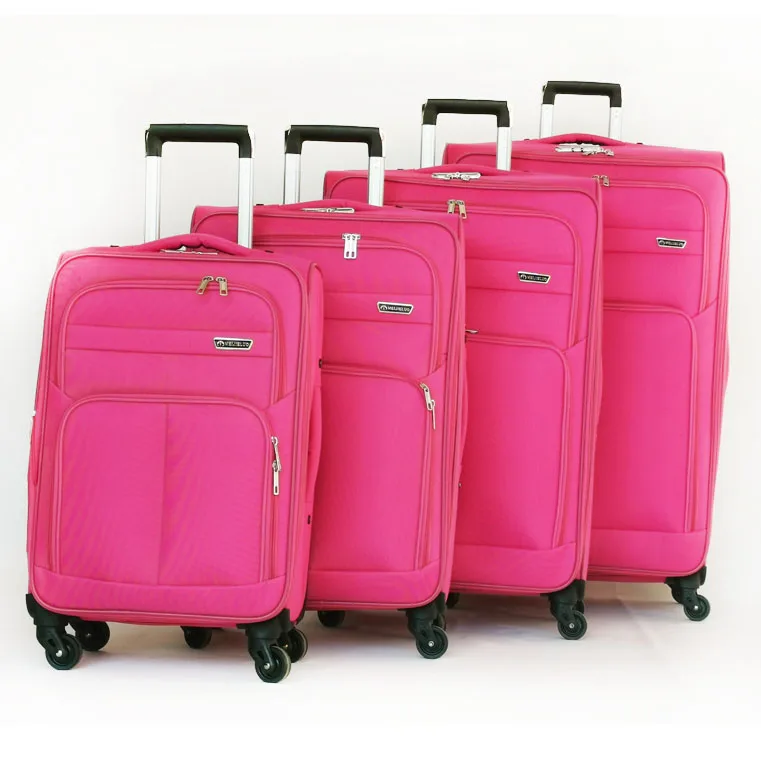 fabric polyester 600D wheeled trolley suitcase set soft side nylon 4 pc set spinner wheels travel luggage
