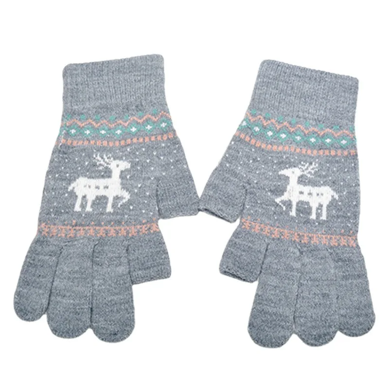 Personalized Two Fingers Exposed Touch Screen Knitted Warmth Glove