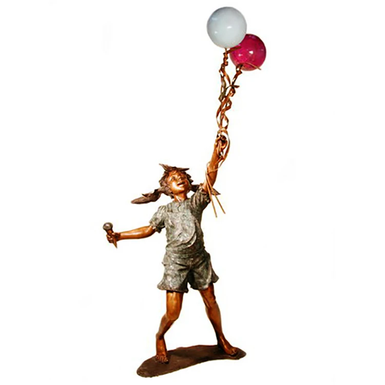 New design Customized playing ball bronze life size children sculpture for garden