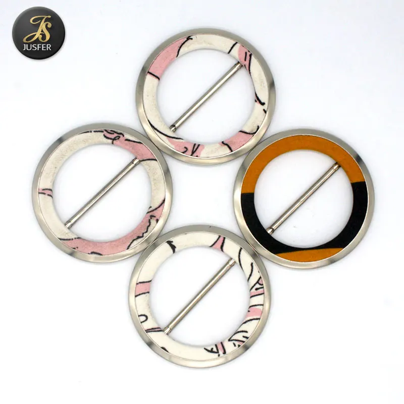 1.5 inch round buckle with ring fabric belt buckle
