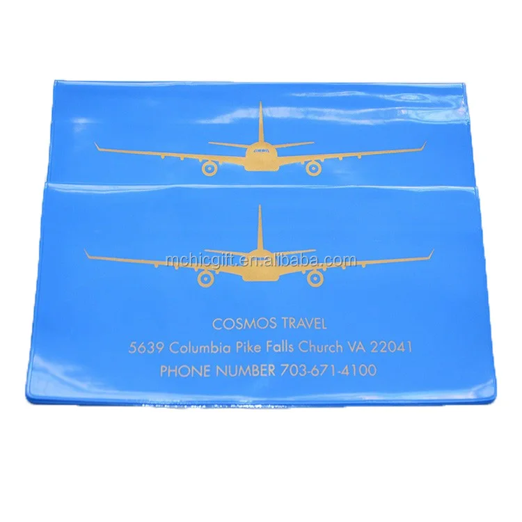 Soft Plastic Airline Ticket Document Holder Custom Logo PVC Travel Ticket Wallet Cover Vinyl Passport Cover Case Ticket Poouch