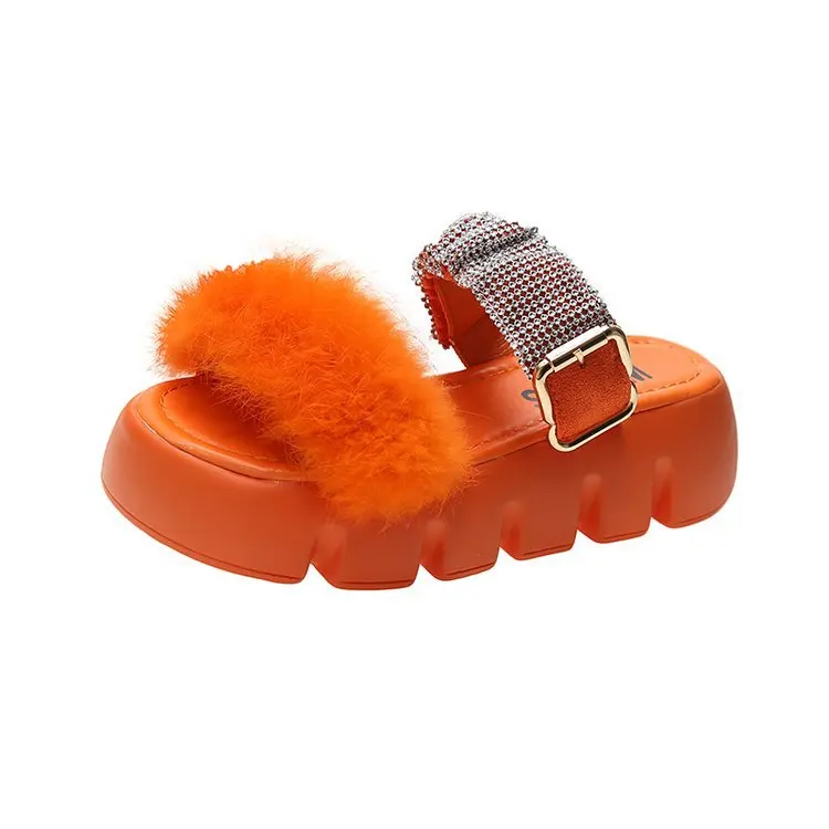 TX New Style Sequined rhinestone slippers Colored ladies outside winter platform slippers