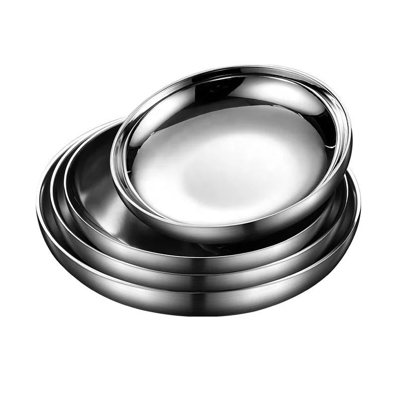 304 stainless steel Food Dishes Plate Kitchen Utensils Seasoning Plate Food Serving Tray Stainless Steel Dinner Plate Set
